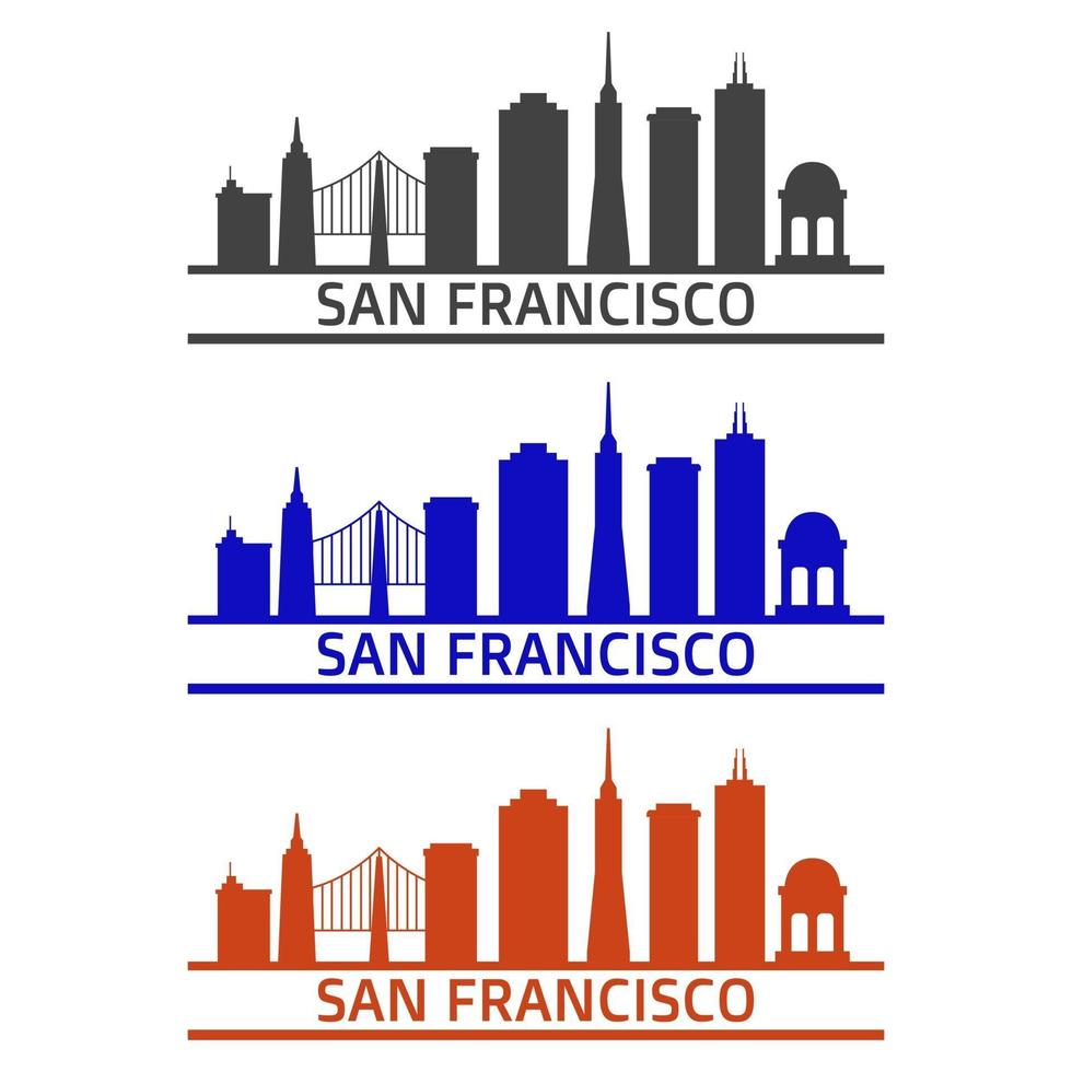 San Francisco Skyline ilustrado sobre fondo blanco. vector