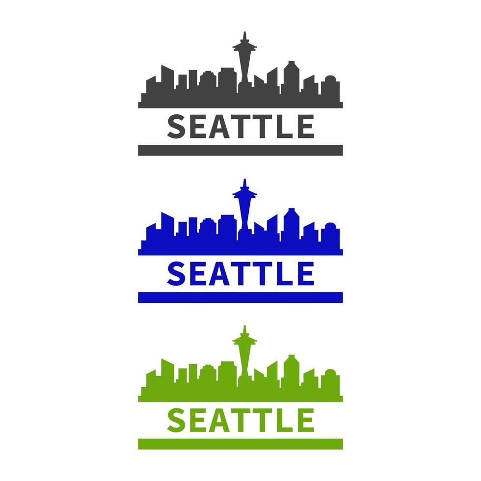 Seattle skyline illustrated on white background vector