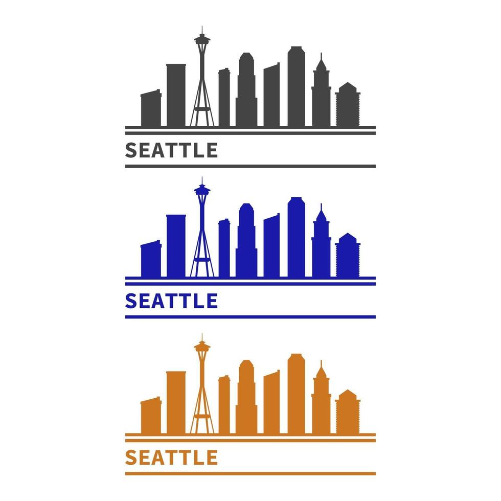Seattle skyline illustrated on white background vector