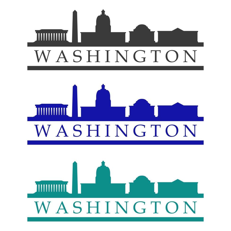 Washington skyline illustrated on white background vector