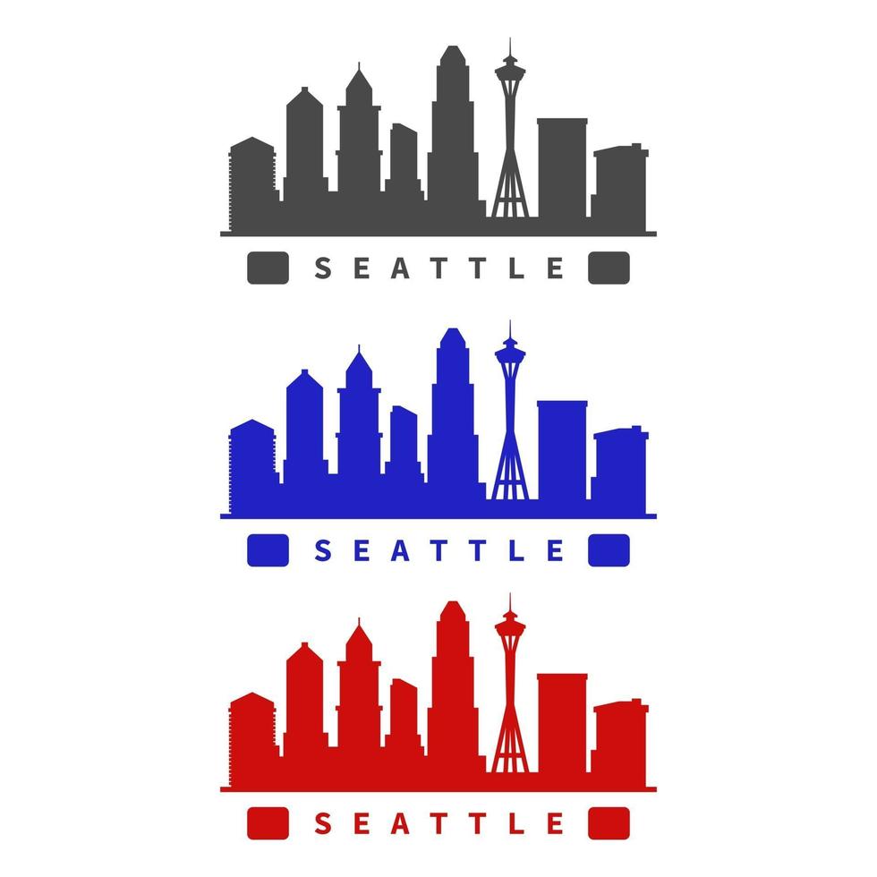 Seattle horizonte ilustrado sobre fondo blanco. vector