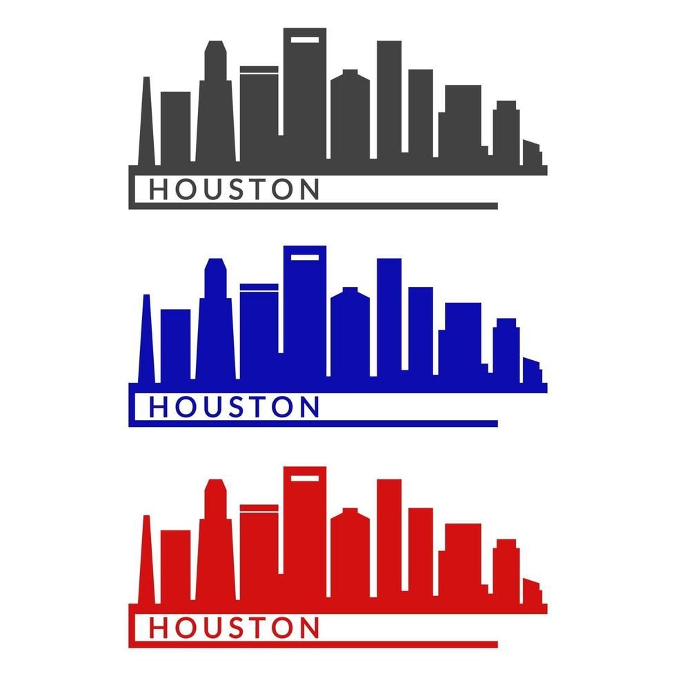 Houston skyline illustrated on white background vector