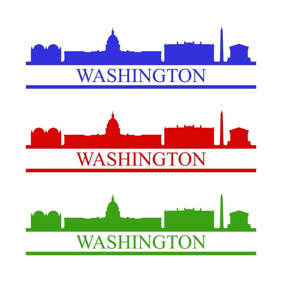 Washington skyline illustrated on white background vector