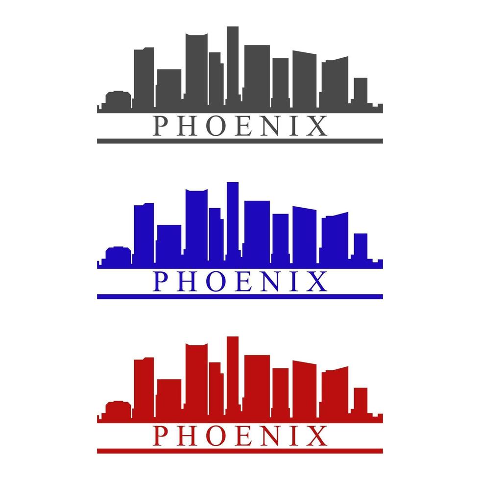Phoenix skyline illustrated on white background vector