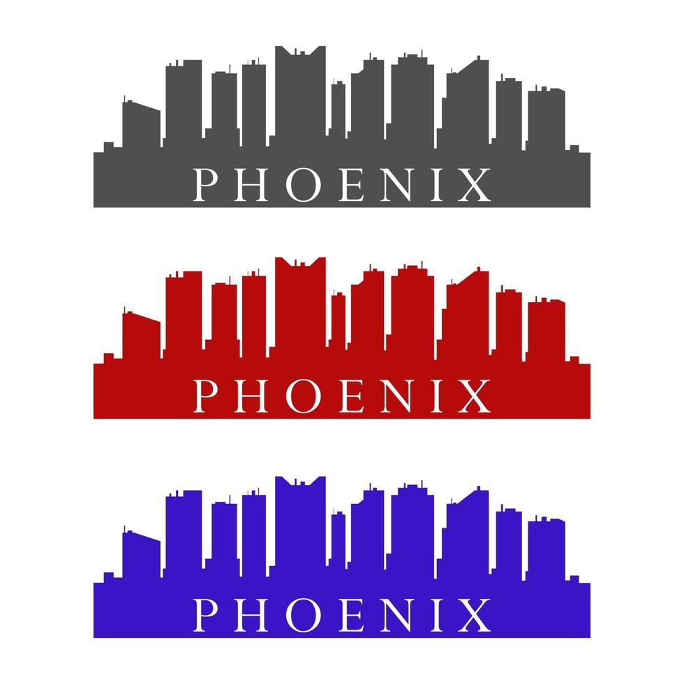 Phoenix skyline illustrated on white background vector