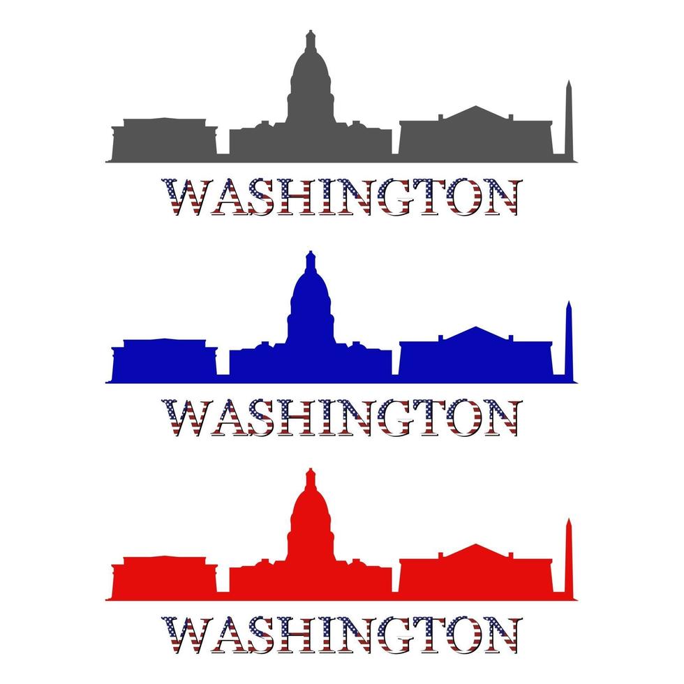 Washington skyline illustrated on white background vector