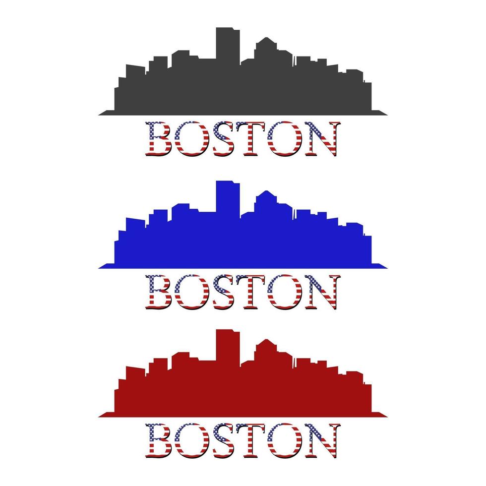 Boston horizonte ilustrado sobre fondo blanco. vector