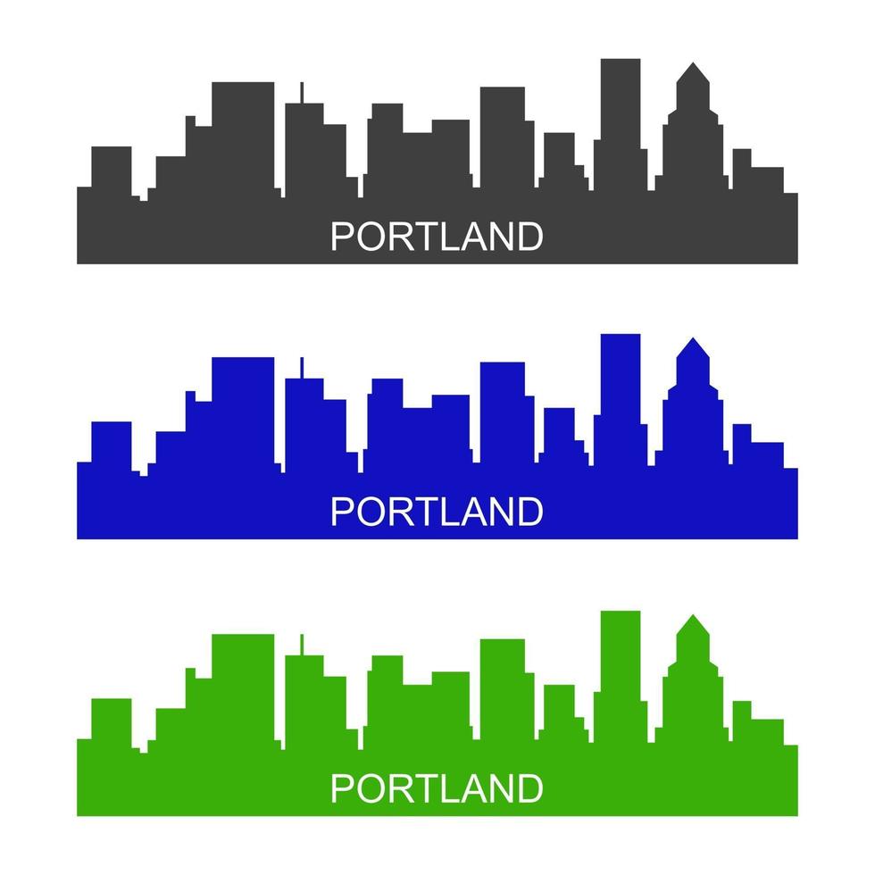 Portland Skyline Illustrated On White Background 3336968 Vector Art At