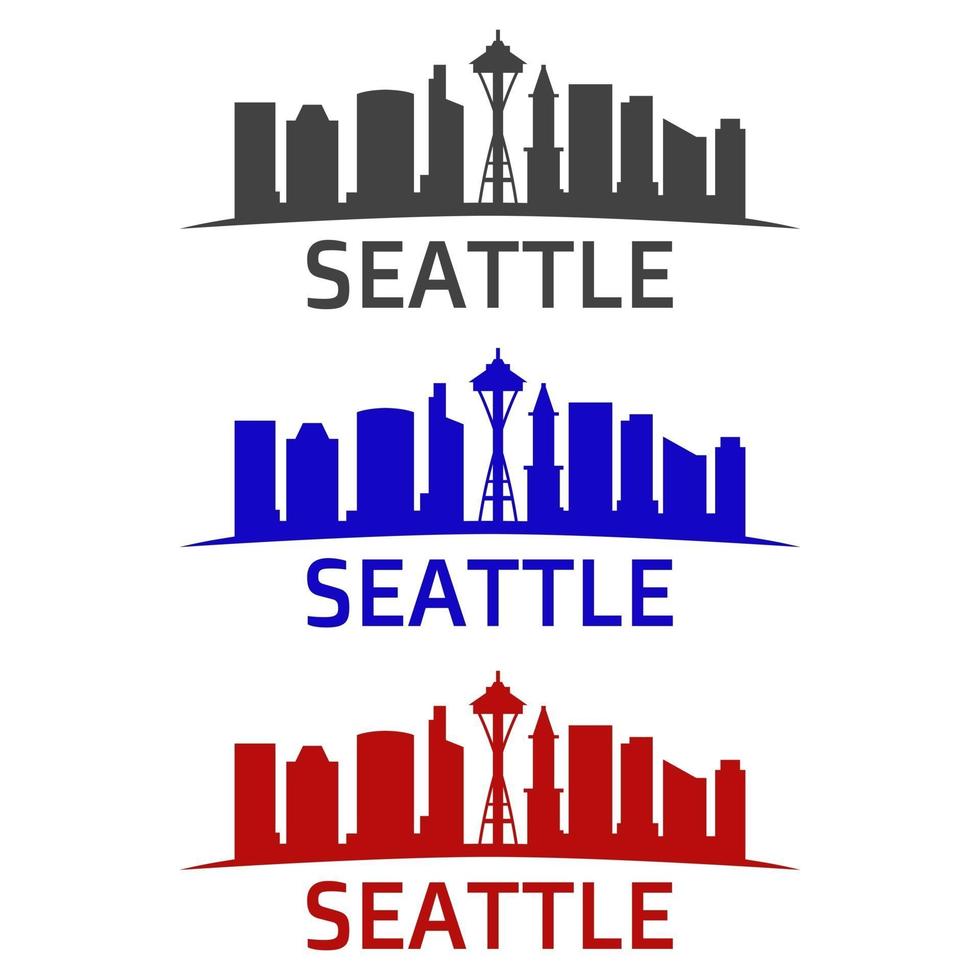 Seattle skyline illustrated on white background vector