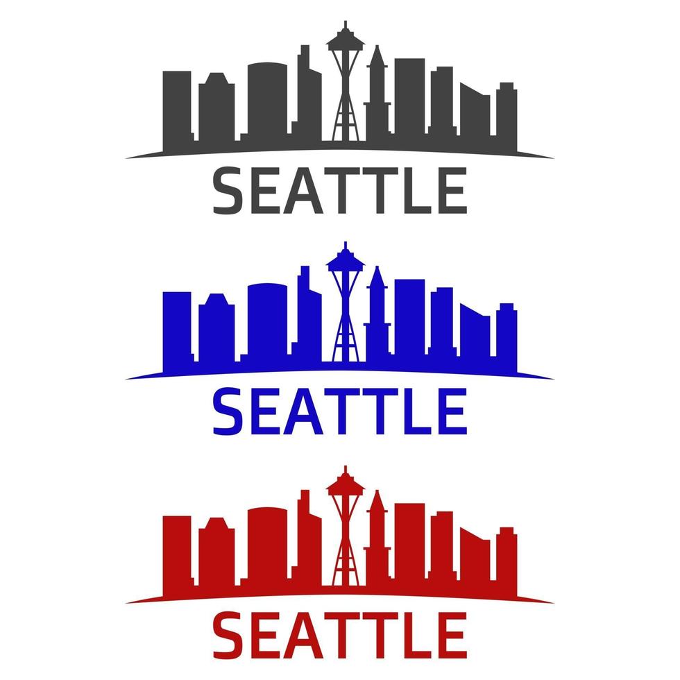 Seattle skyline illustrated on white background vector