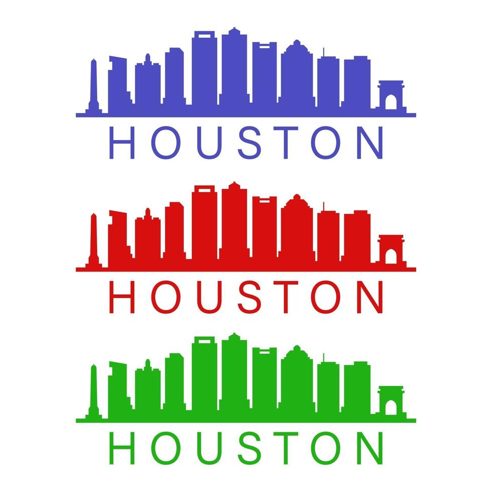 Houston skyline illustrated on white background vector