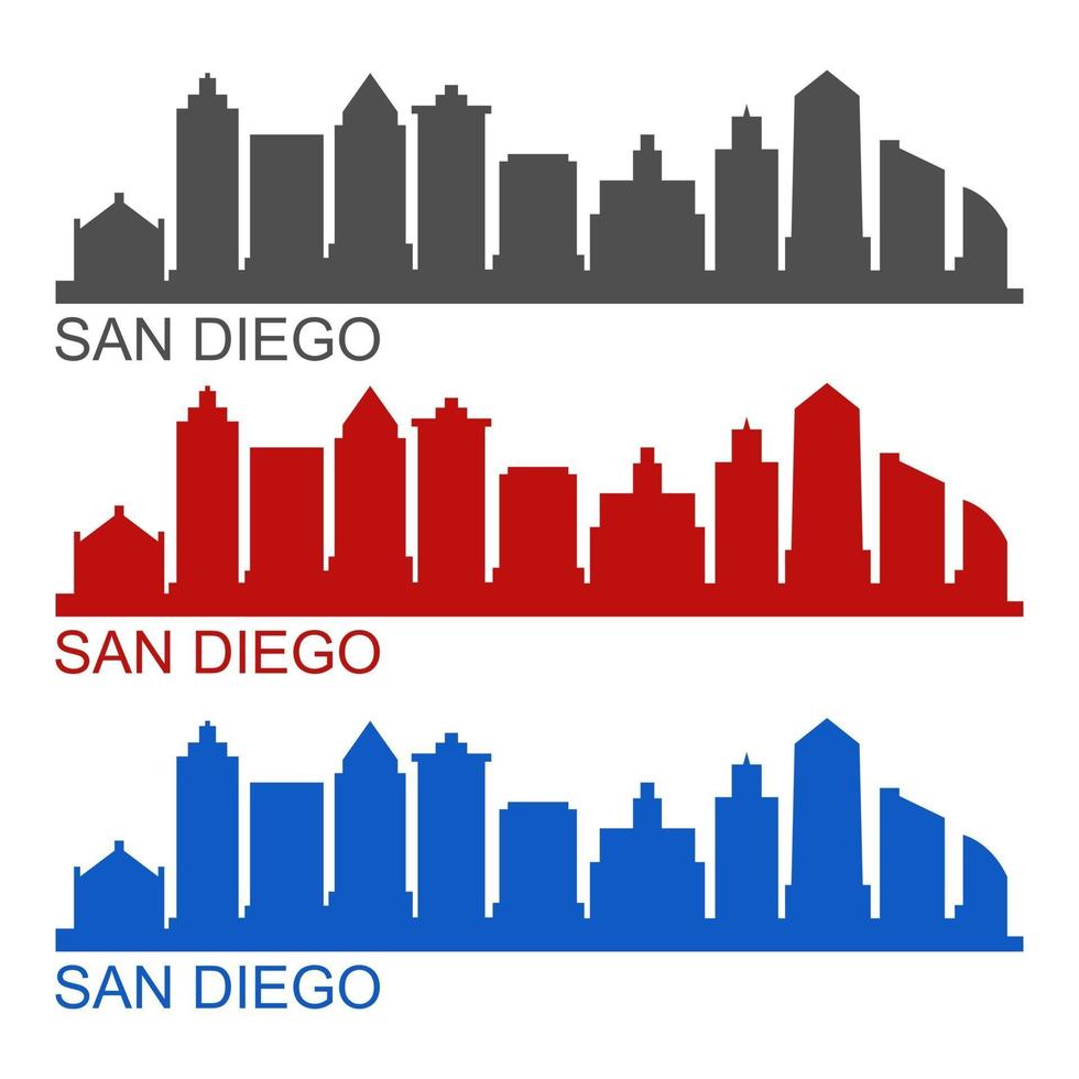 San Diego Skyline ilustrado sobre fondo blanco. vector