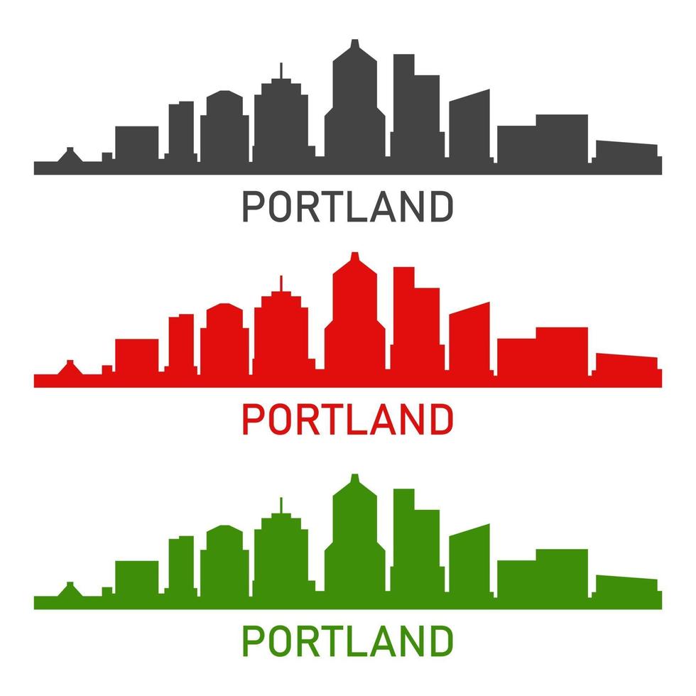 Portland skyline illustrated on white background vector