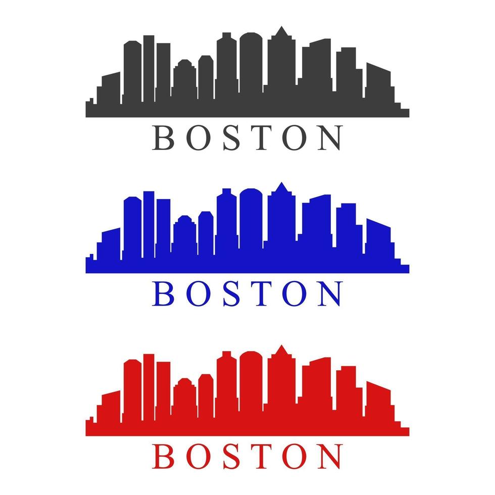 Boston skyline illustrated on white background vector