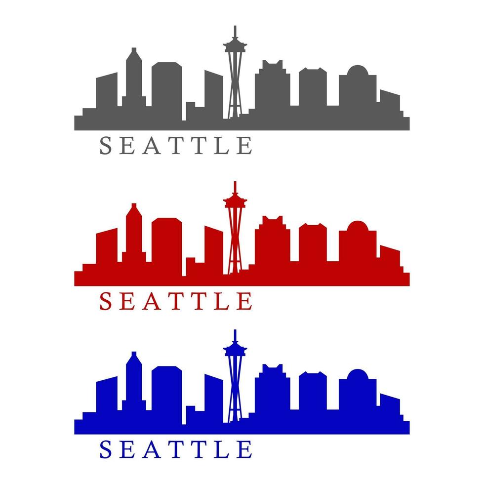 Seattle horizonte ilustrado sobre fondo blanco. vector