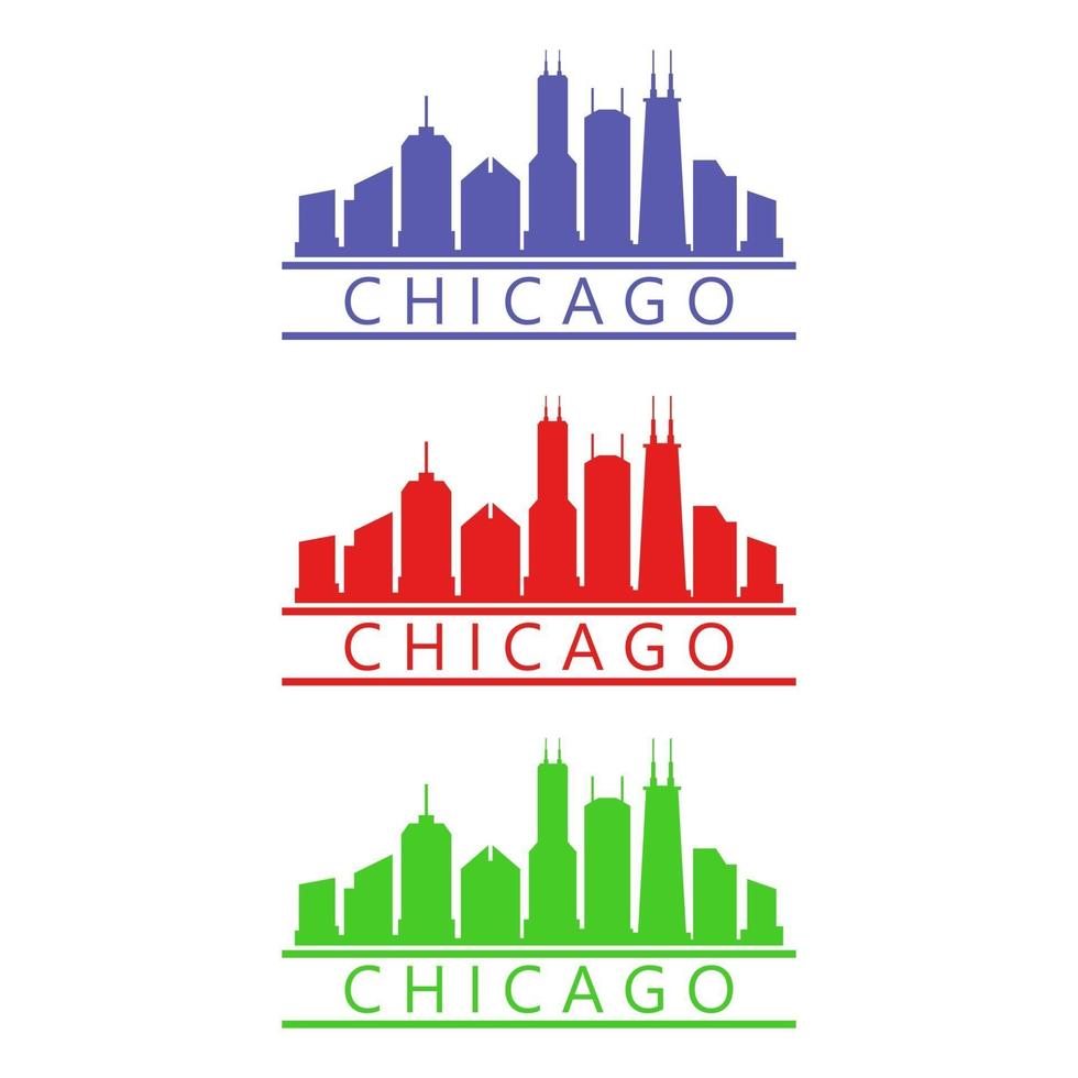 Chicago skyline illustrated on white background vector