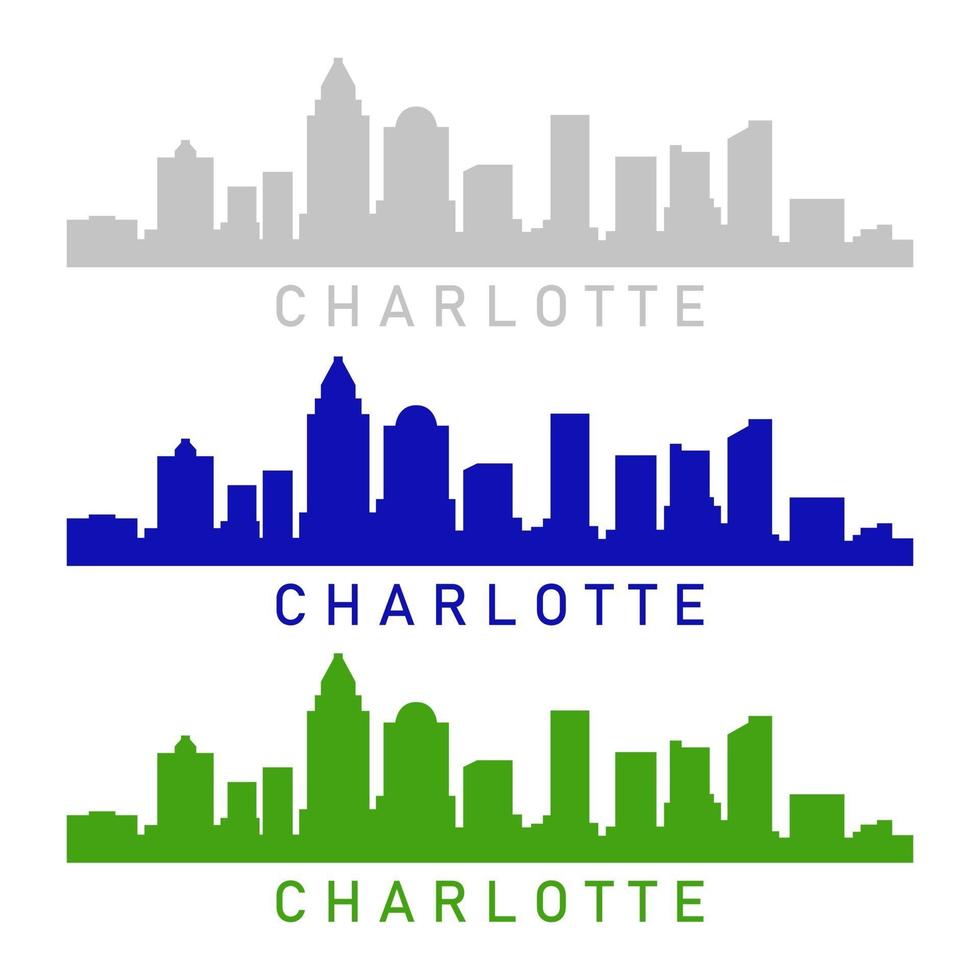 Charlotte skyline illustrated on white background vector