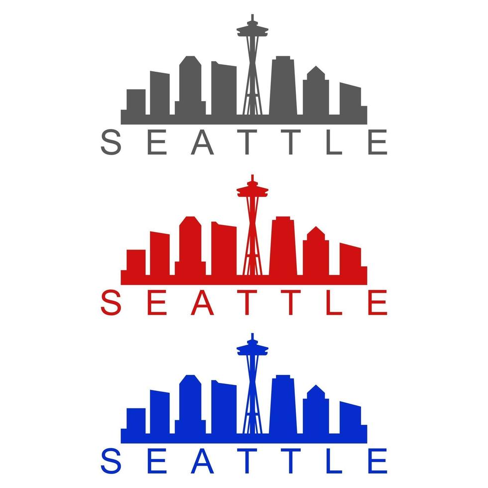Seattle skyline illustrated on white background vector