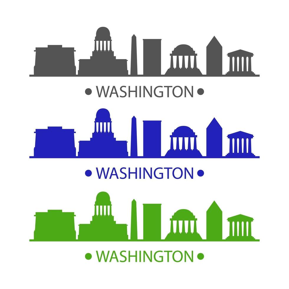 Washington skyline illustrated on white background vector