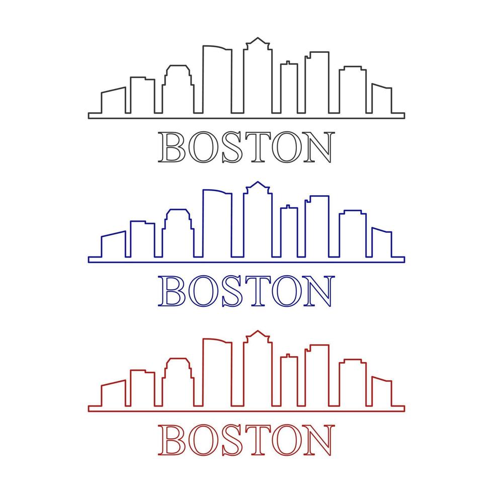Boston horizonte ilustrado sobre fondo blanco. vector