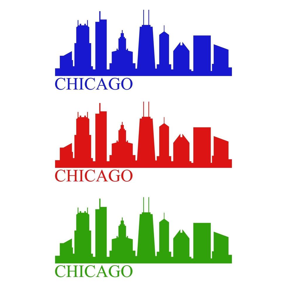Chicago skyline illustrated on white background vector