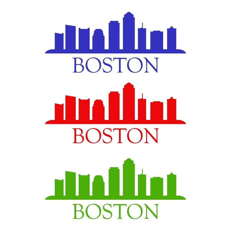 Boston skyline illustrated on white background vector