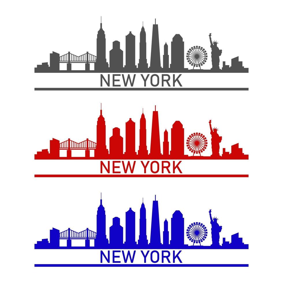 horizonte de nueva york ilustrado sobre fondo blanco vector