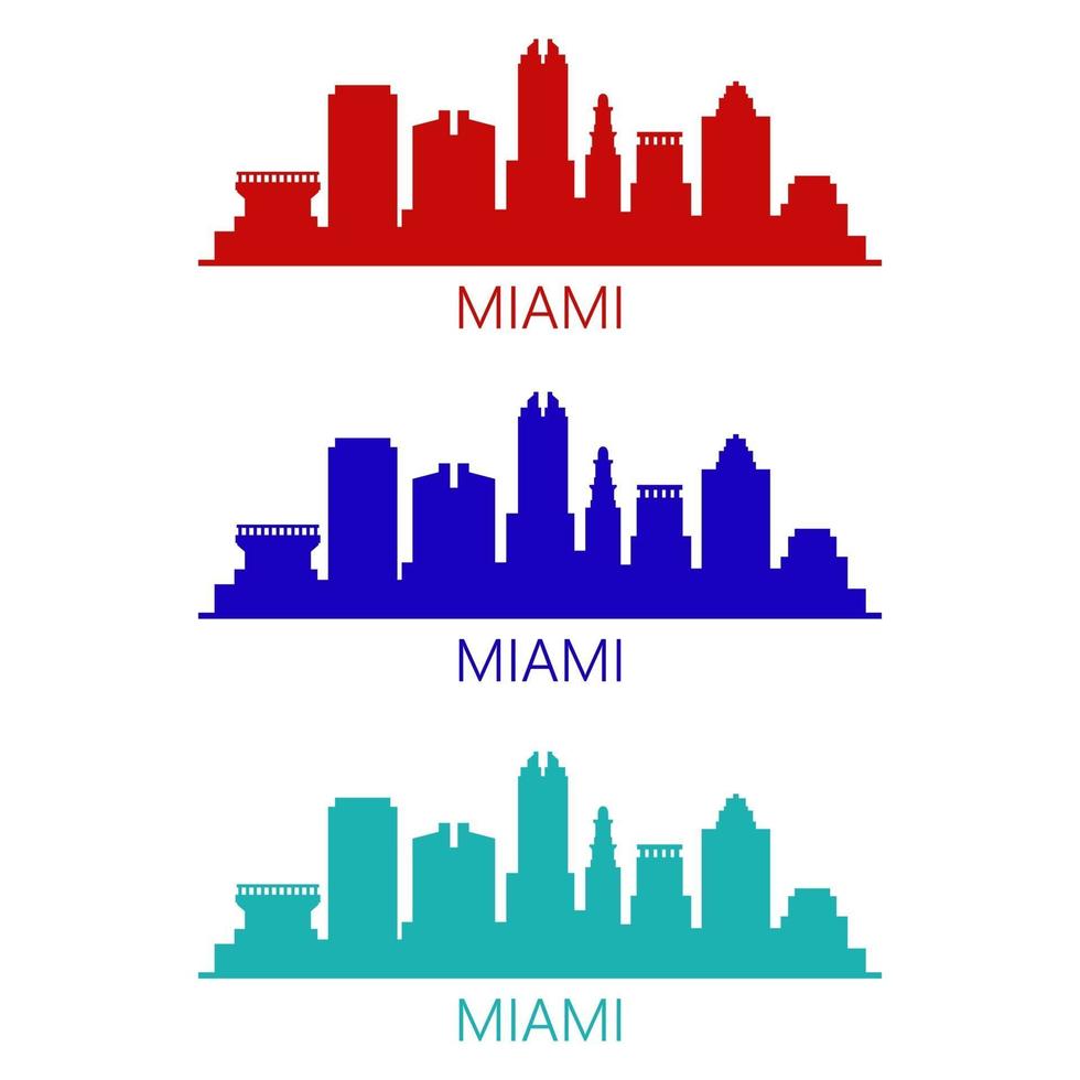 Miami skyline illustrated on white background vector