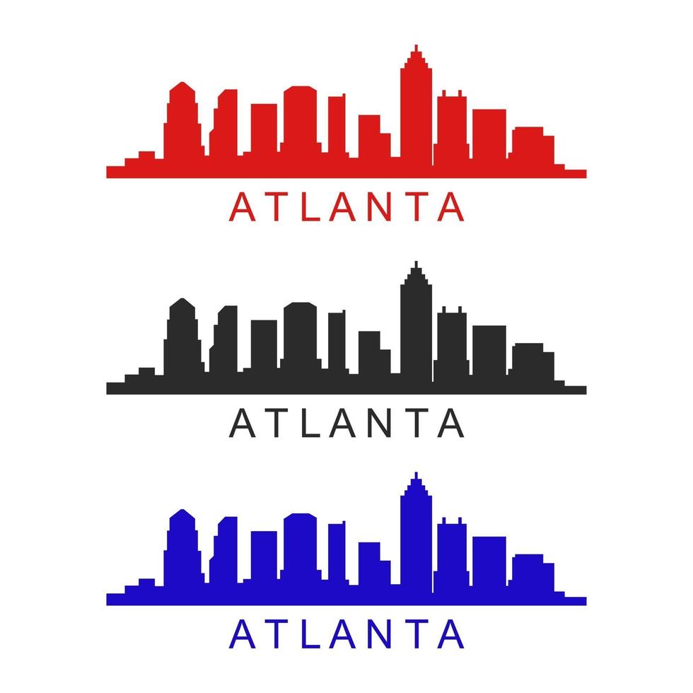 atlanta, contorno, ilustrado, blanco, plano de fondo vector