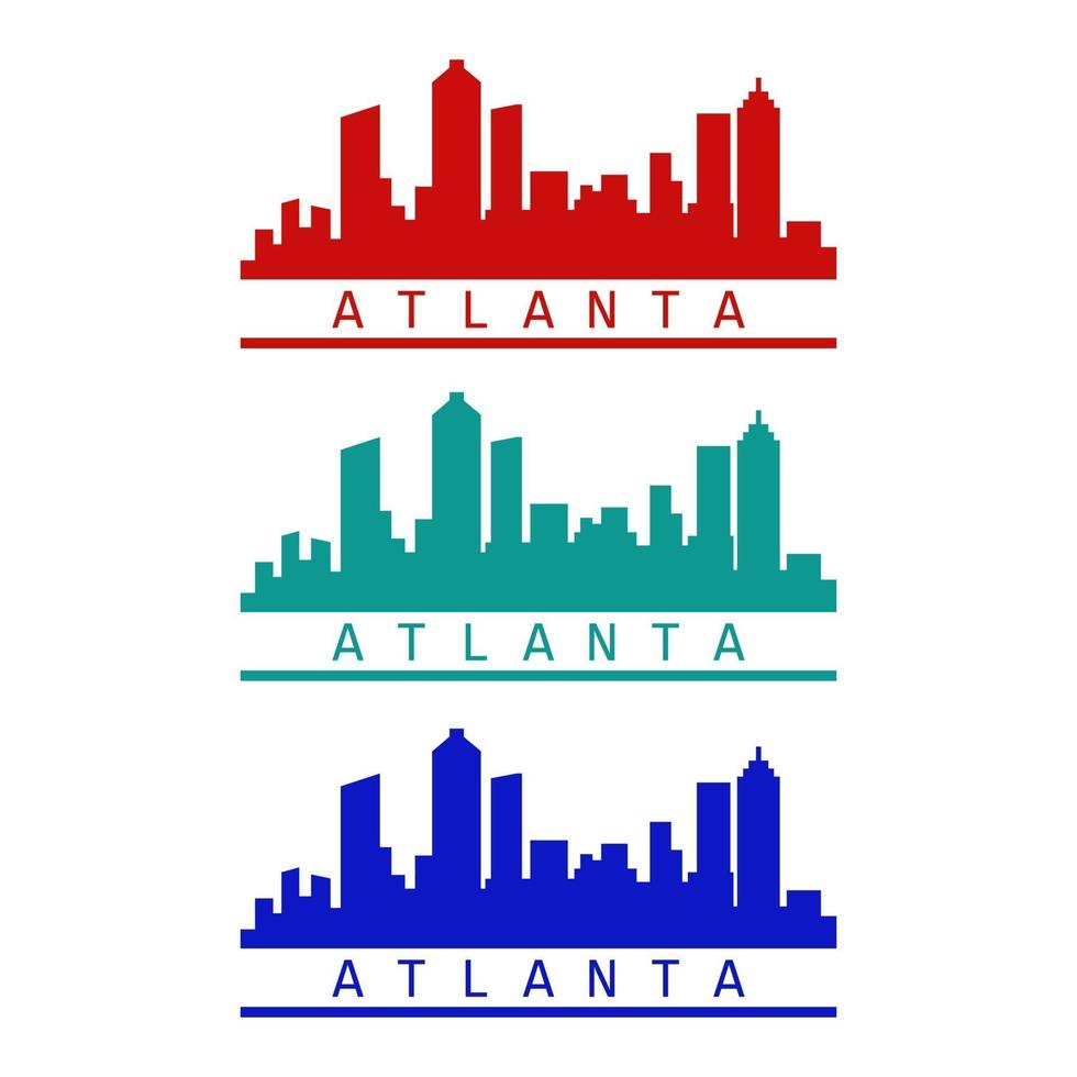 atlanta, contorno, ilustrado, blanco, plano de fondo vector