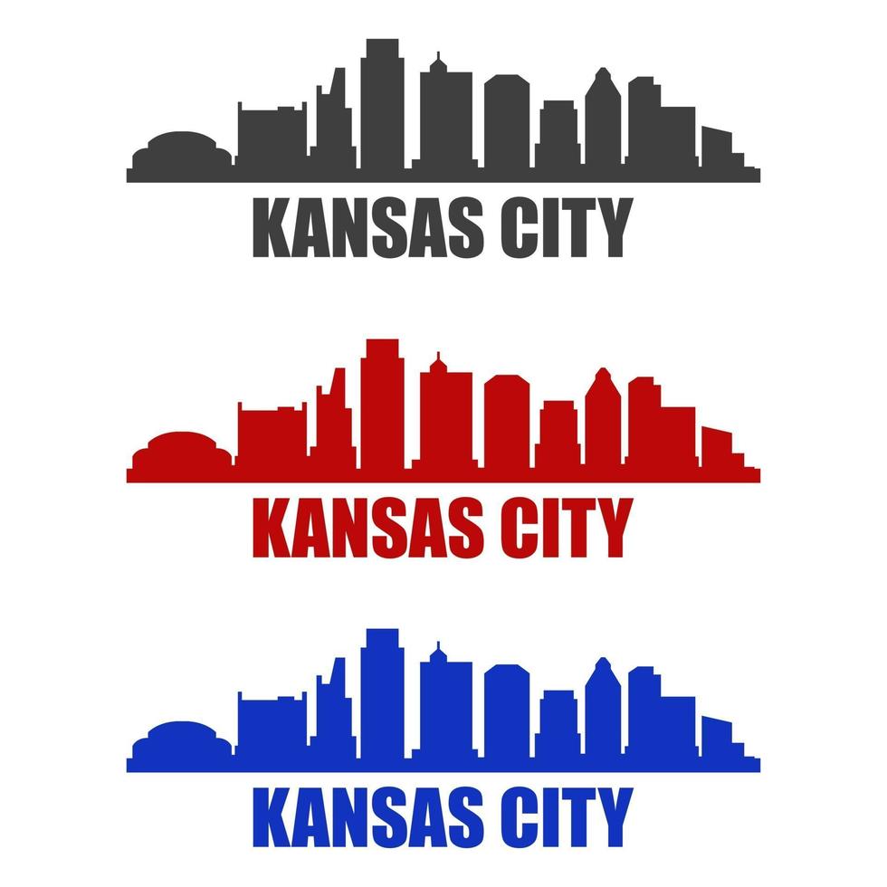 Kansas city skyline illustrated on white background vector