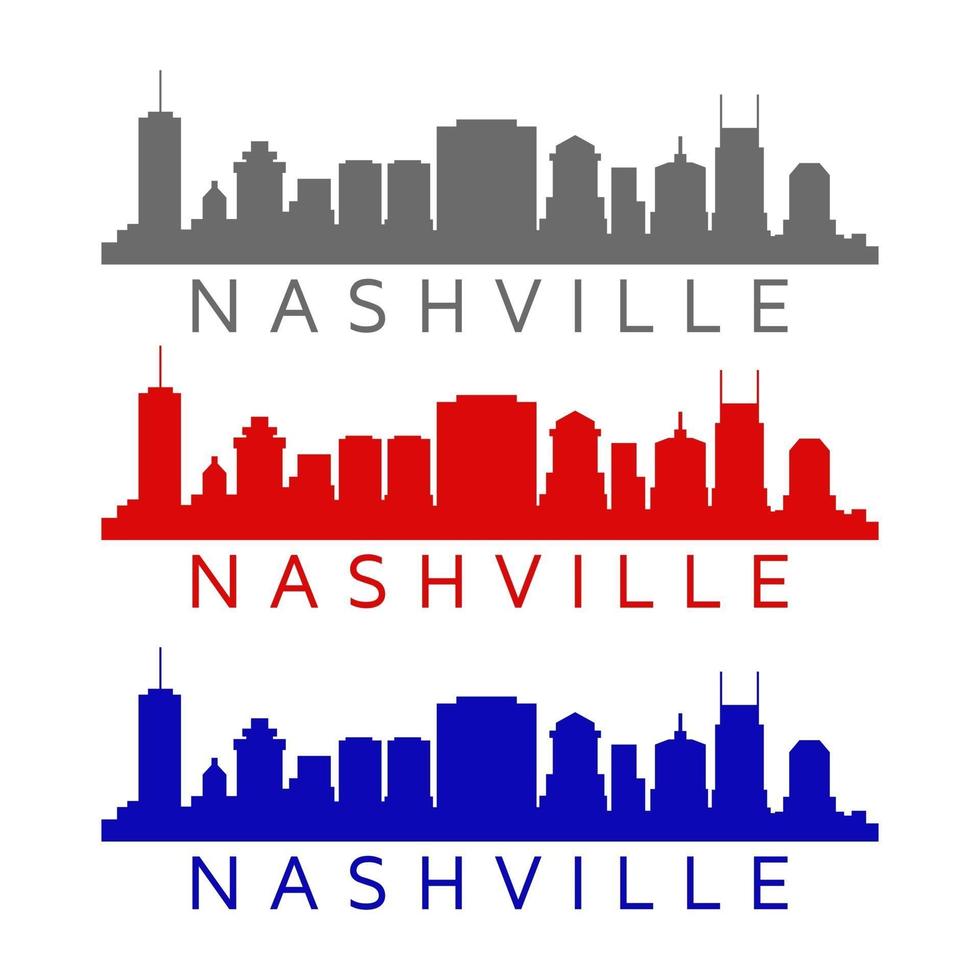 Nashville skyline illustrated on a white background vector