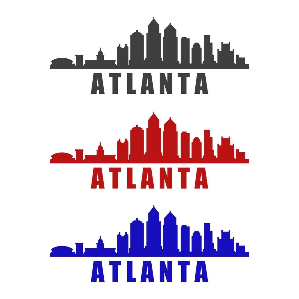 atlanta, contorno, ilustrado, blanco, plano de fondo vector