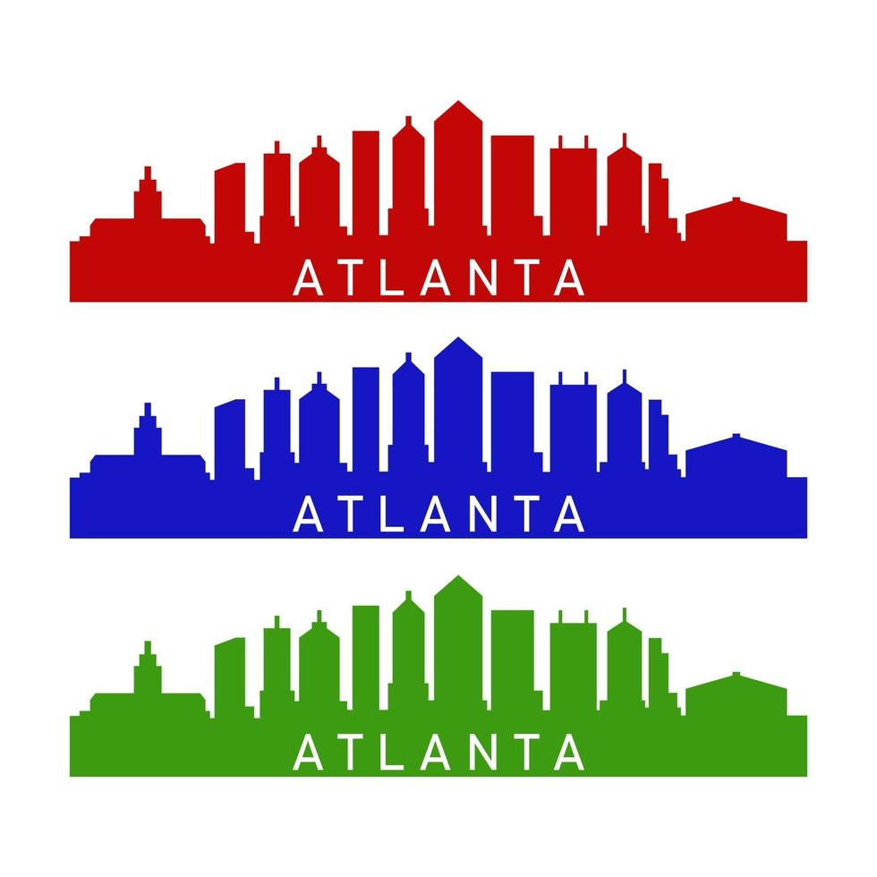 atlanta, contorno, ilustrado, blanco, plano de fondo vector