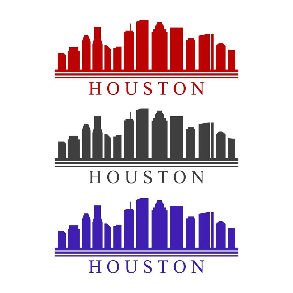 Houston skyline illustrated on white background vector