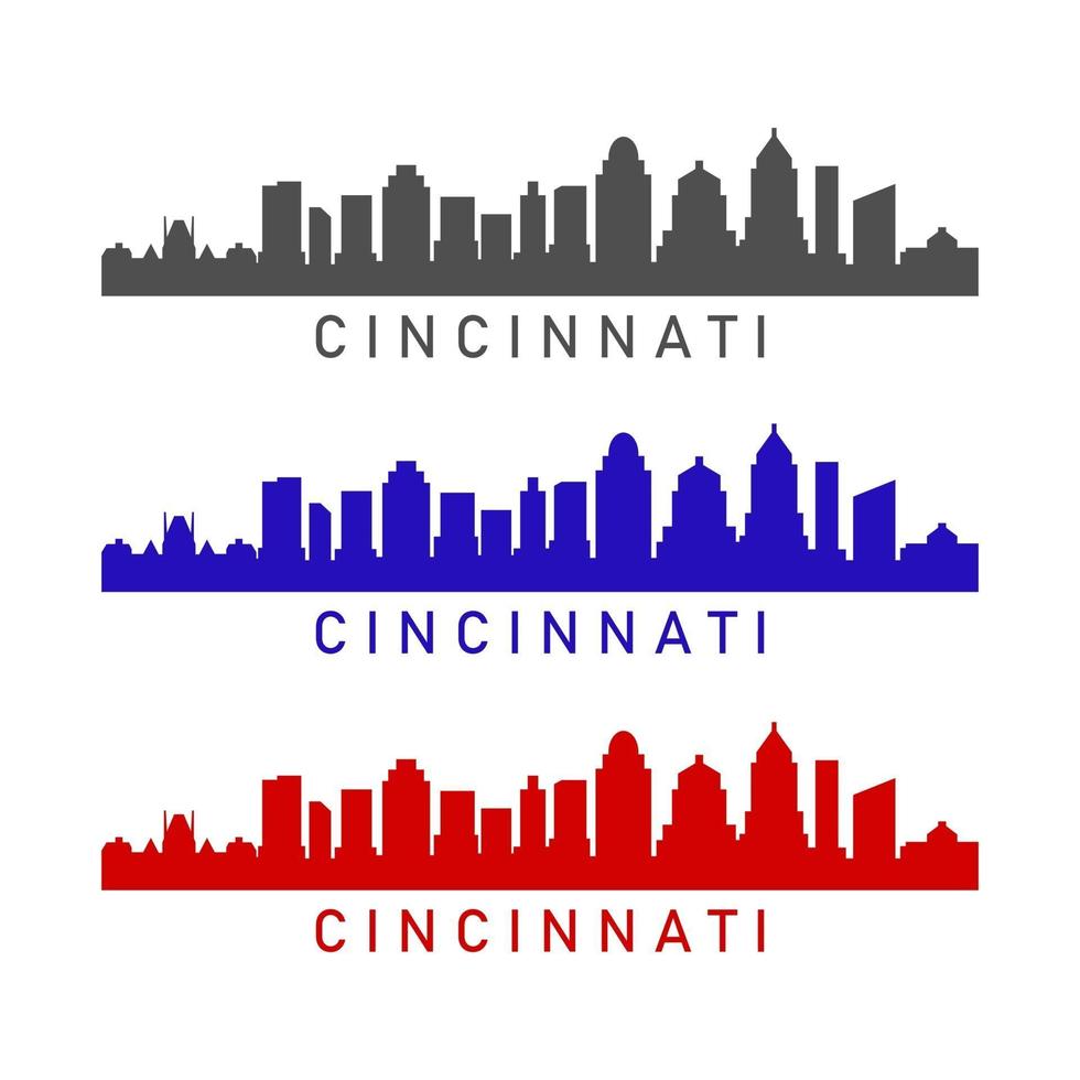 Cincinnati skyline ilustrado sobre un fondo blanco. vector