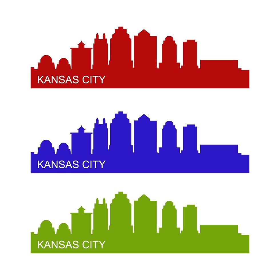 Kansas city skyline illustrated on white background vector