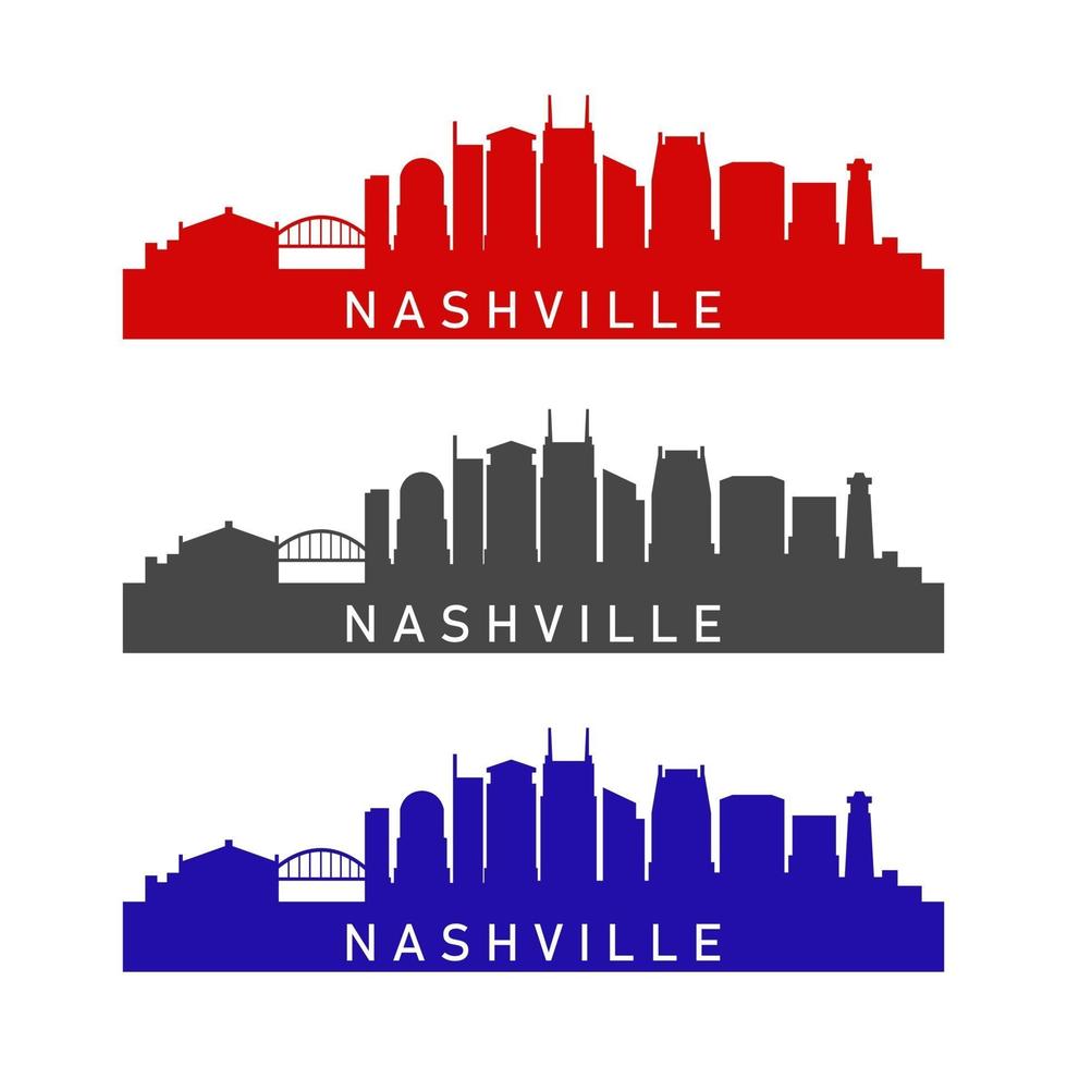 Nashville skyline illustrated on a white background vector