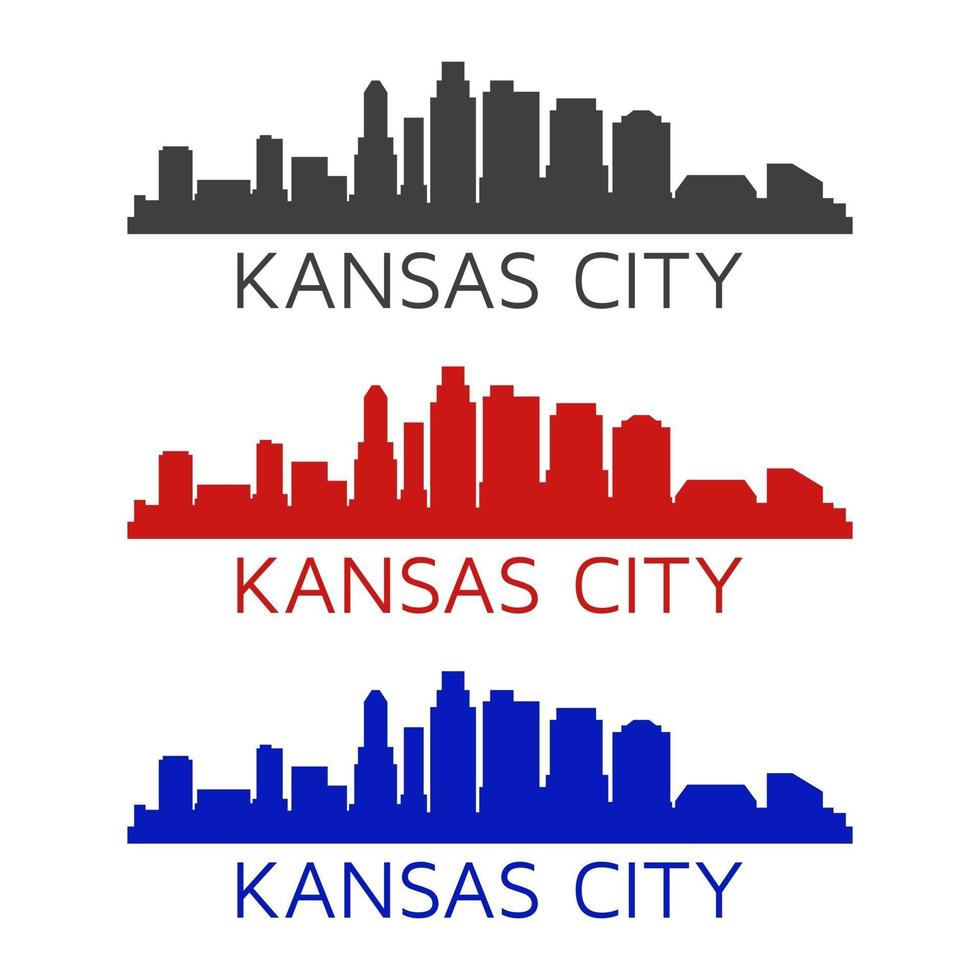 Horizonte de la ciudad de Kansas ilustrado sobre fondo blanco. vector