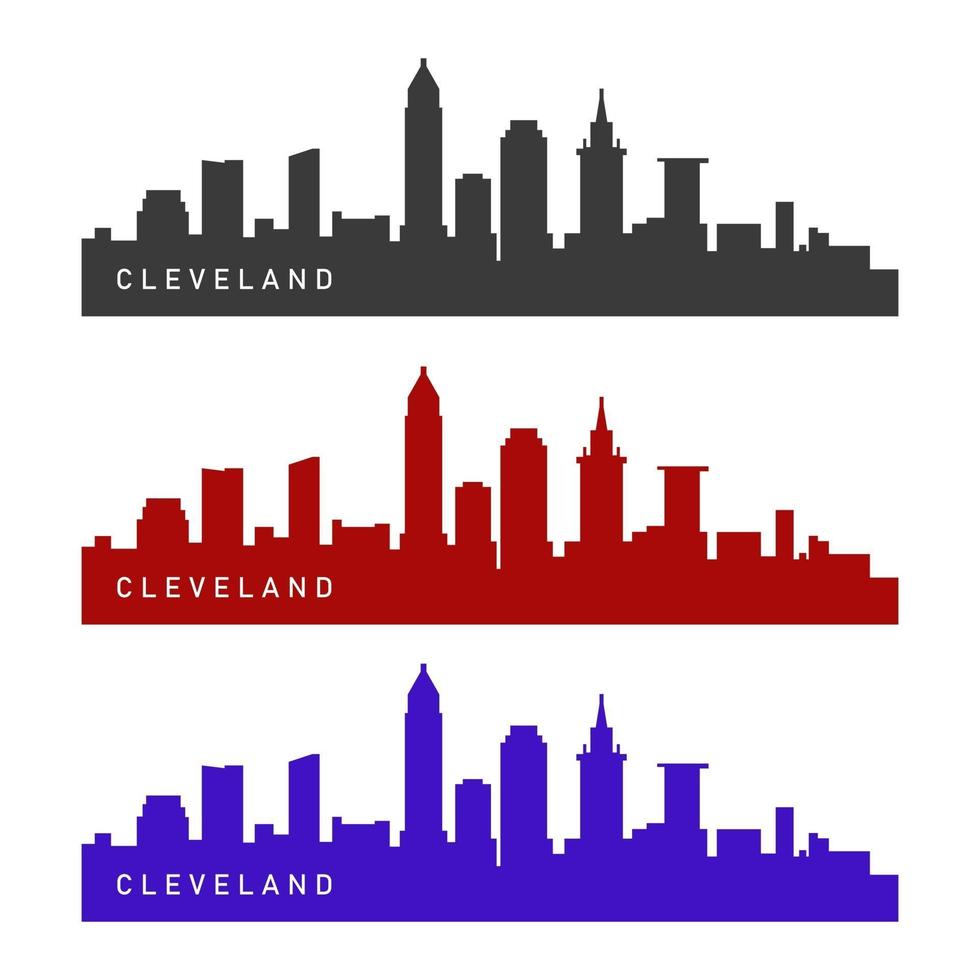 Cleveland skyline illustrated on white background vector