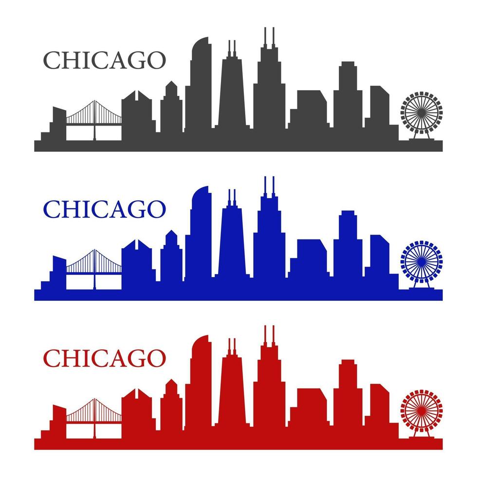 Chicago skyline illustrated on white background vector