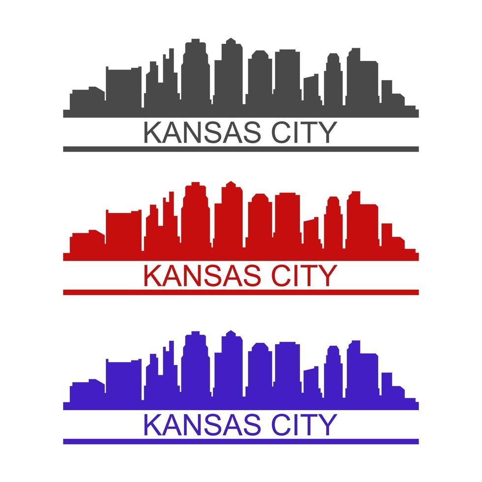 Horizonte de la ciudad de Kansas ilustrado sobre fondo blanco. vector