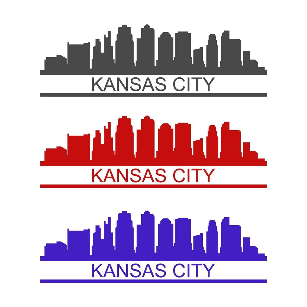 Kansas city skyline illustrated on white background vector