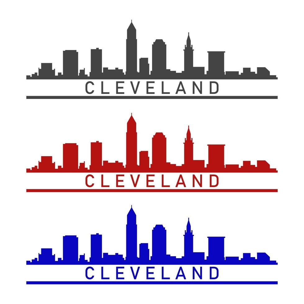 Cleveland skyline illustrated on white background vector