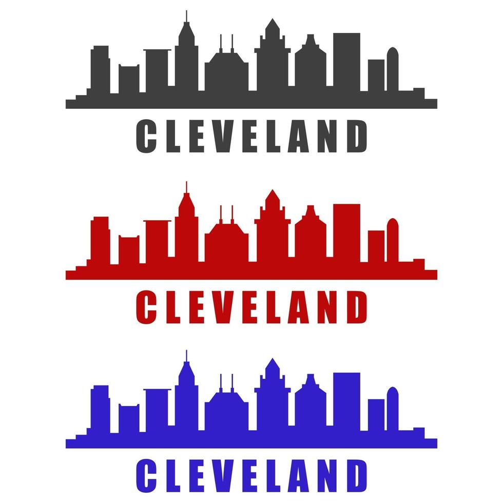 Cleveland skyline illustrated on white background vector