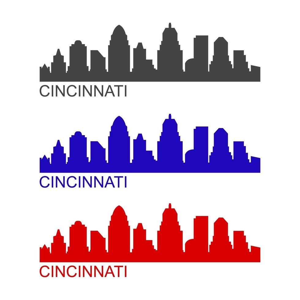 Cincinnati skyline illustrated on a white background vector