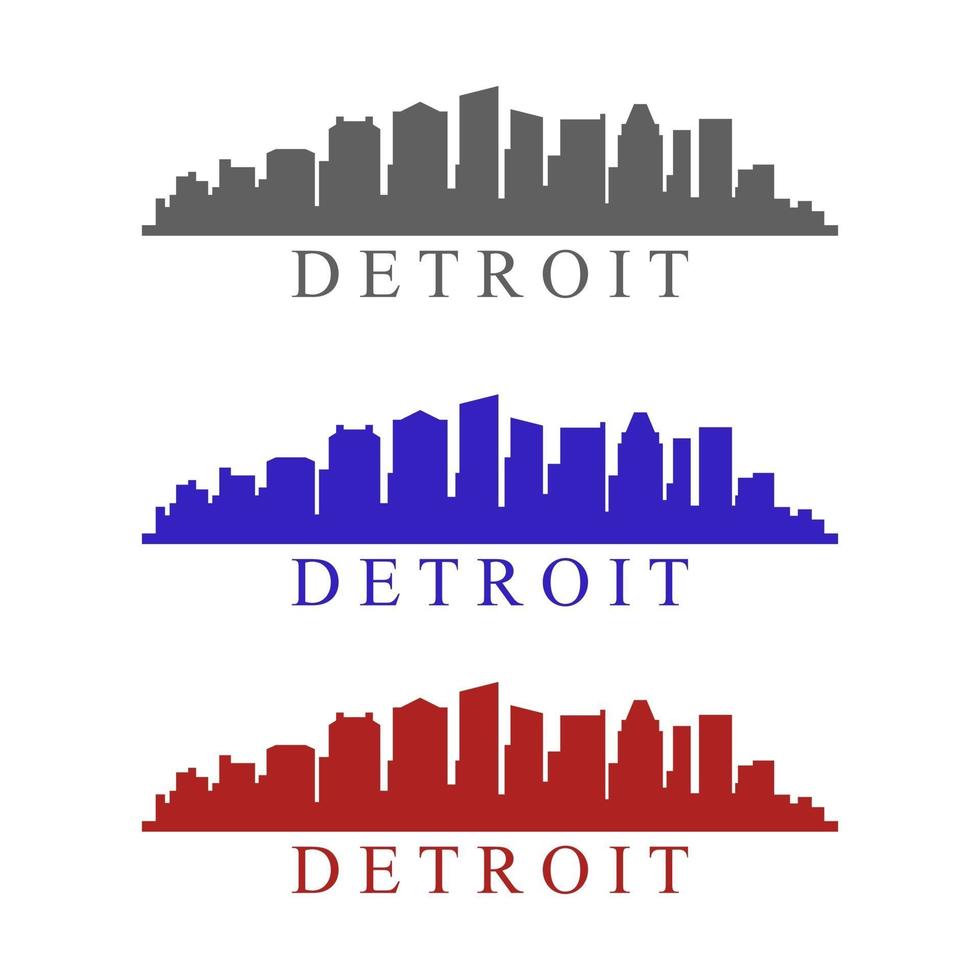 Detroit skyline illustrated on a white background vector