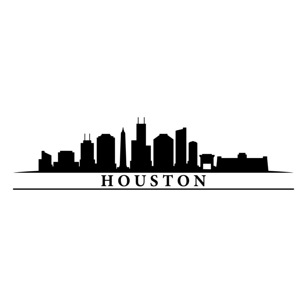 Houston skyline illustrated on white background 3337130 Vector Art at ...