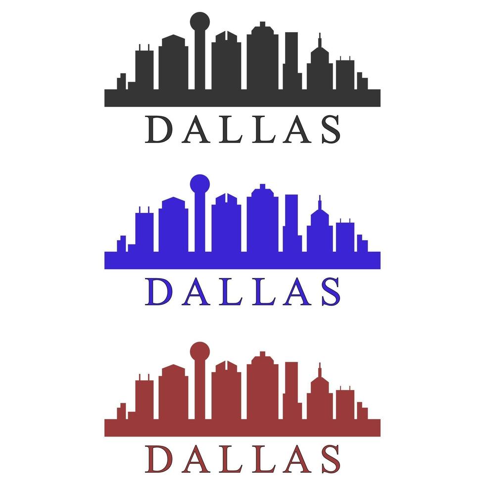 Dallas skyline illustrated on a white background vector
