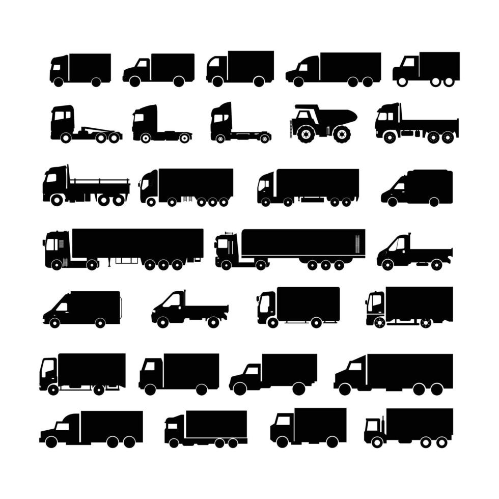 Set of trucks illustrated on a white background vector